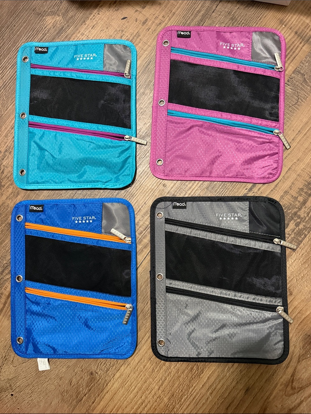 Five Star Kids Zip Organizer Pouch - Black - 4 Pack